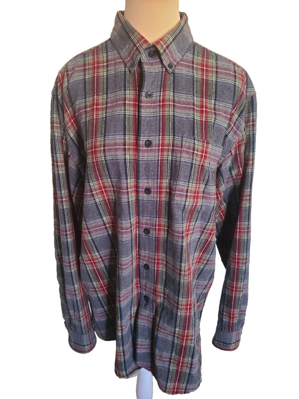 Vintage LL Bean Shirt Men  Medium Traditional Fit Scotch Plaid Flannel 228061